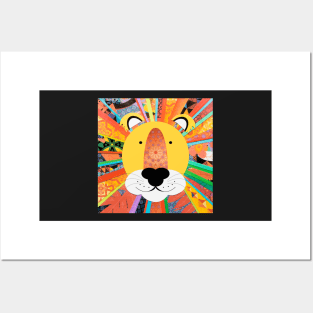 Rainbow lion collage Posters and Art